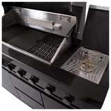 LPG Gasmate Nova MK2 Graphite Outdoor Kitchen with Drawers, Sink, BBQ, Single Door Fridge + Top and Storage - BQ29F-LPG1DFR-BUN