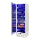 Schmick Classy White Upright Heated Glass 1 Door Bar Fridge - Model SK422L-W-HD