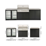 CROSSRAY Kitchen BBQ Burner Double side cabinets with flat benchtops & 2 Door fridge (L) - TC4K-09-BUN With Bonus Accessories