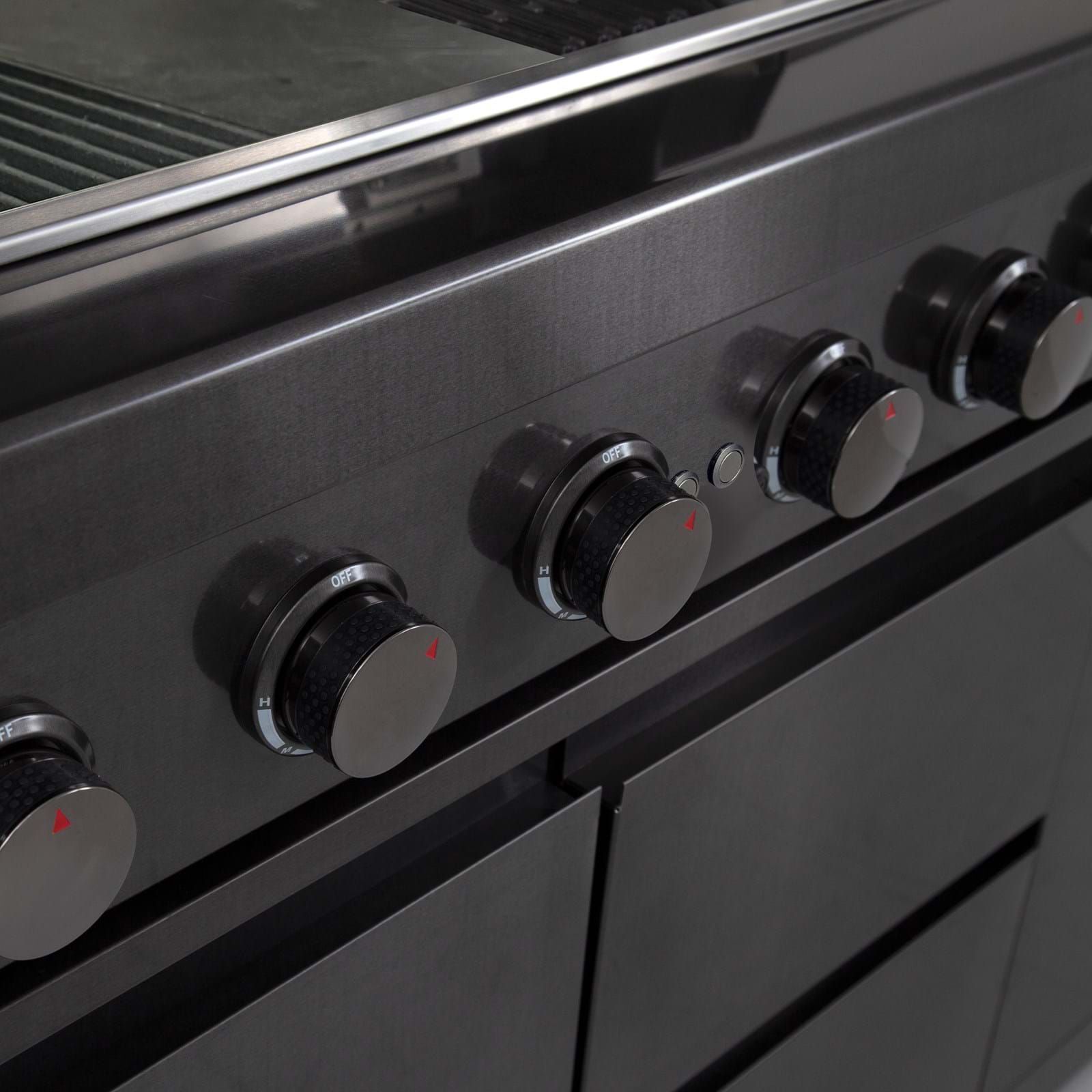 Large View Gasmate Nova MK2 Graphite 6 Burner (NG) BBQ Outdoor Kitchen - BQ29NGFA-BUNDLE