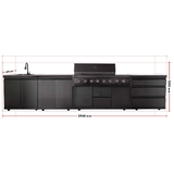 Large View Gasmate Nova MK2 Graphite 6 Burner (LPG) BBQ Outdoor Kitchen - BQ29FA-BUNDLE