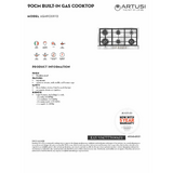 Artusi 90cm Maximus Series Stainless Steel Cooktop - AGH90XFFD