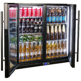 Schmick Black Quiet Running Front Venting Under Bench Heated Glass 2 Door Bar Fridge Model SK245-B-HD