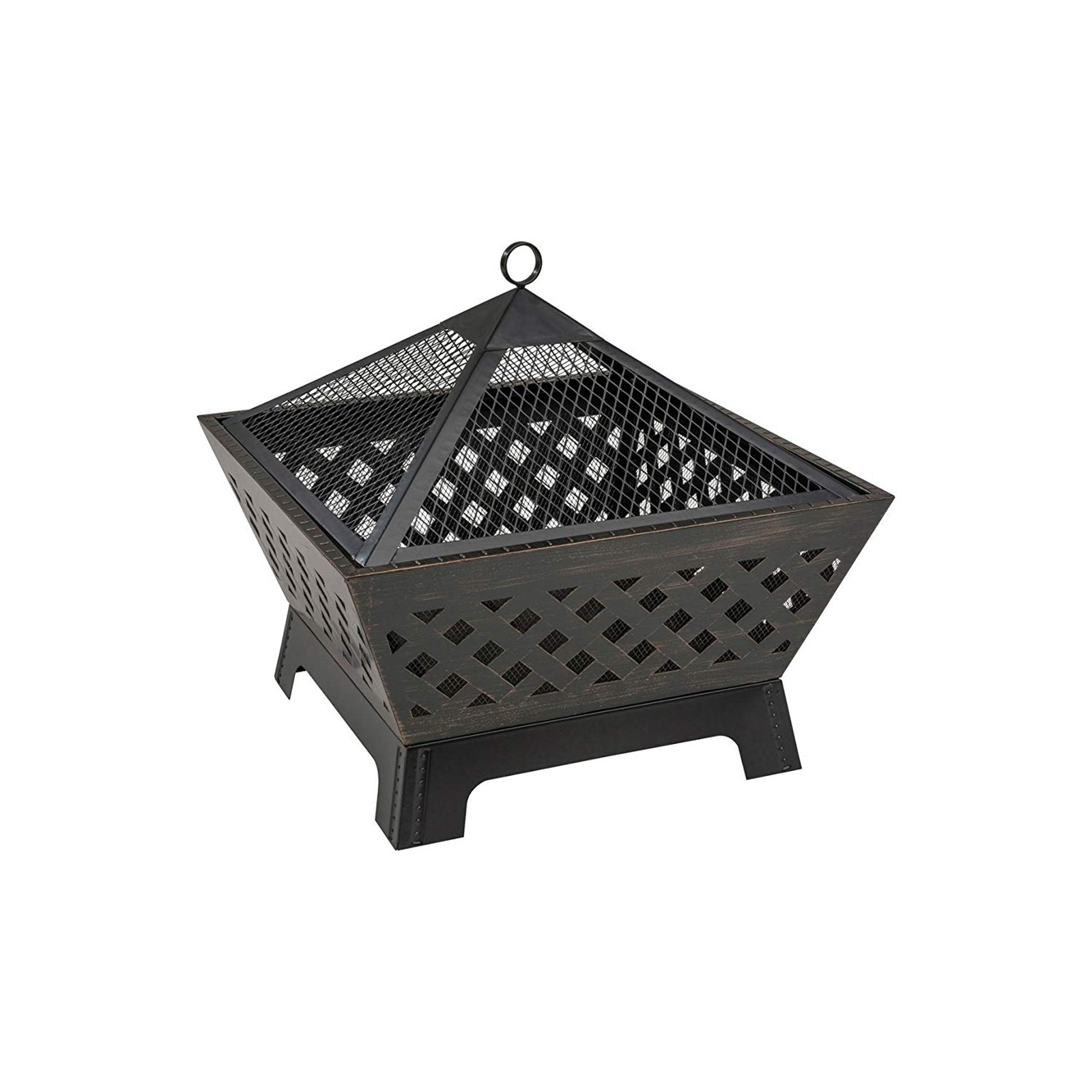 22103 Square Fire Pit With Cover Poker