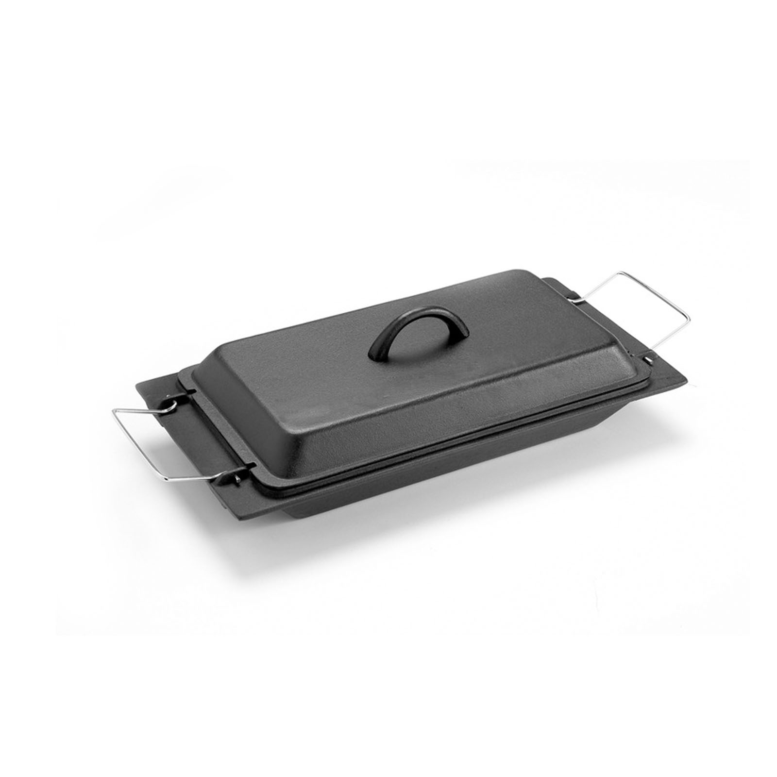 cast iron roasting pan with lid