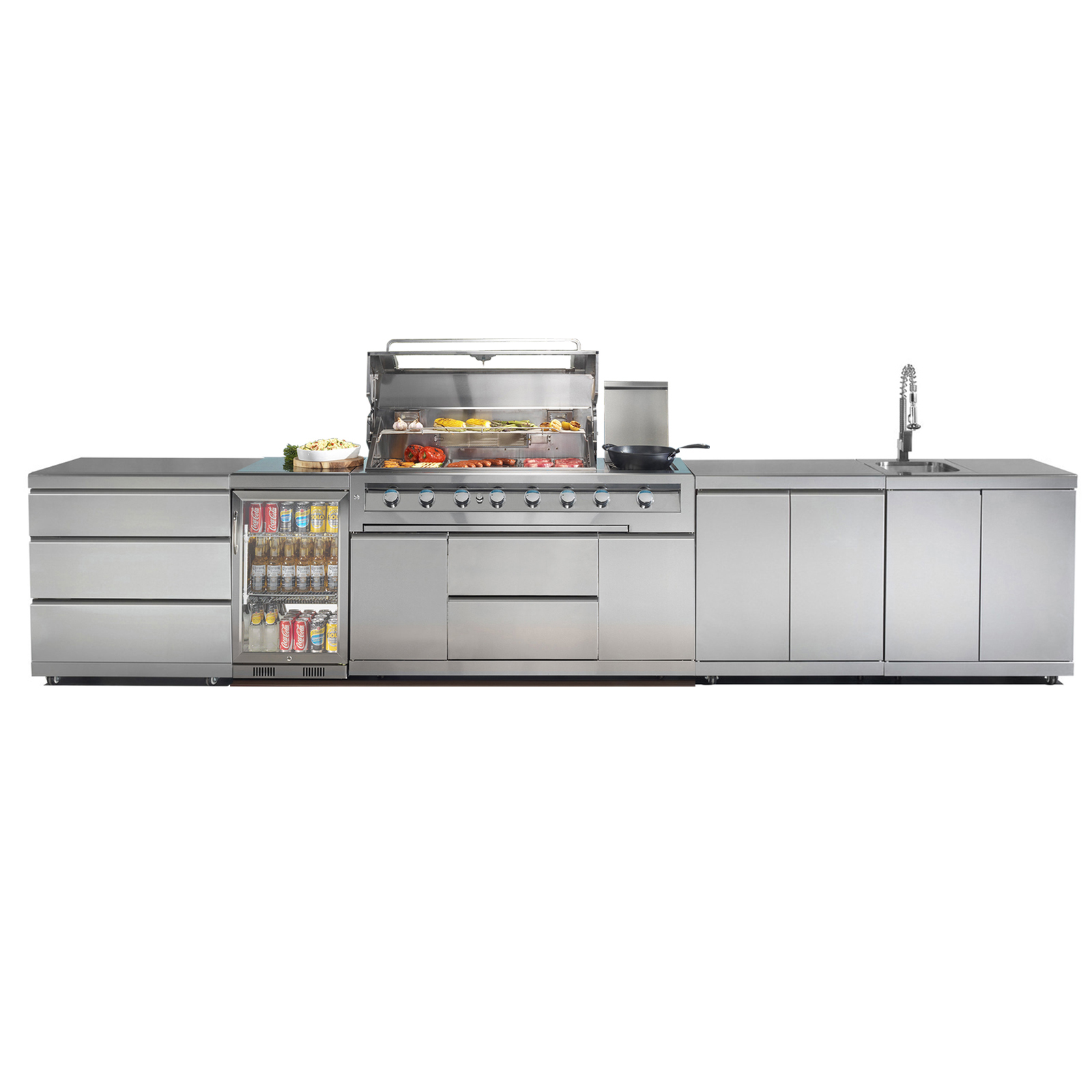 Gasmate Galaxy Stainless Steel 6 Burner Ng Bbq W Sink Storage 3