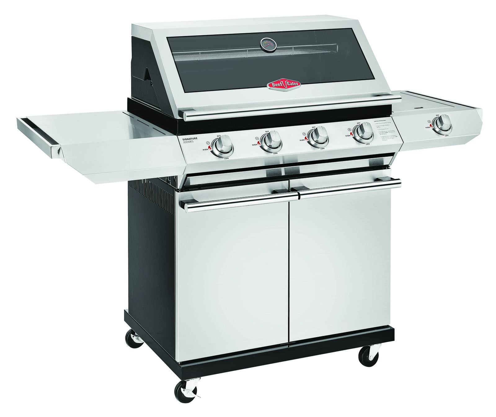 BeefEater Signature 2000 series 4 Burner Stainless steel trolley BBQ