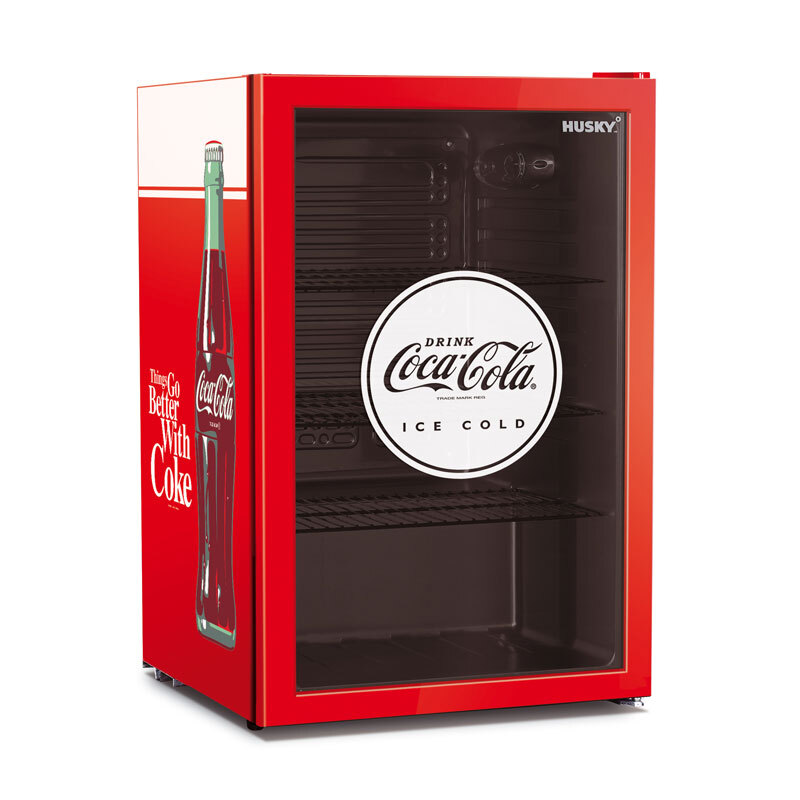 New Husky Coca Cola Mini Retro Glass Door Bar Fridge 118 Litre CKK110