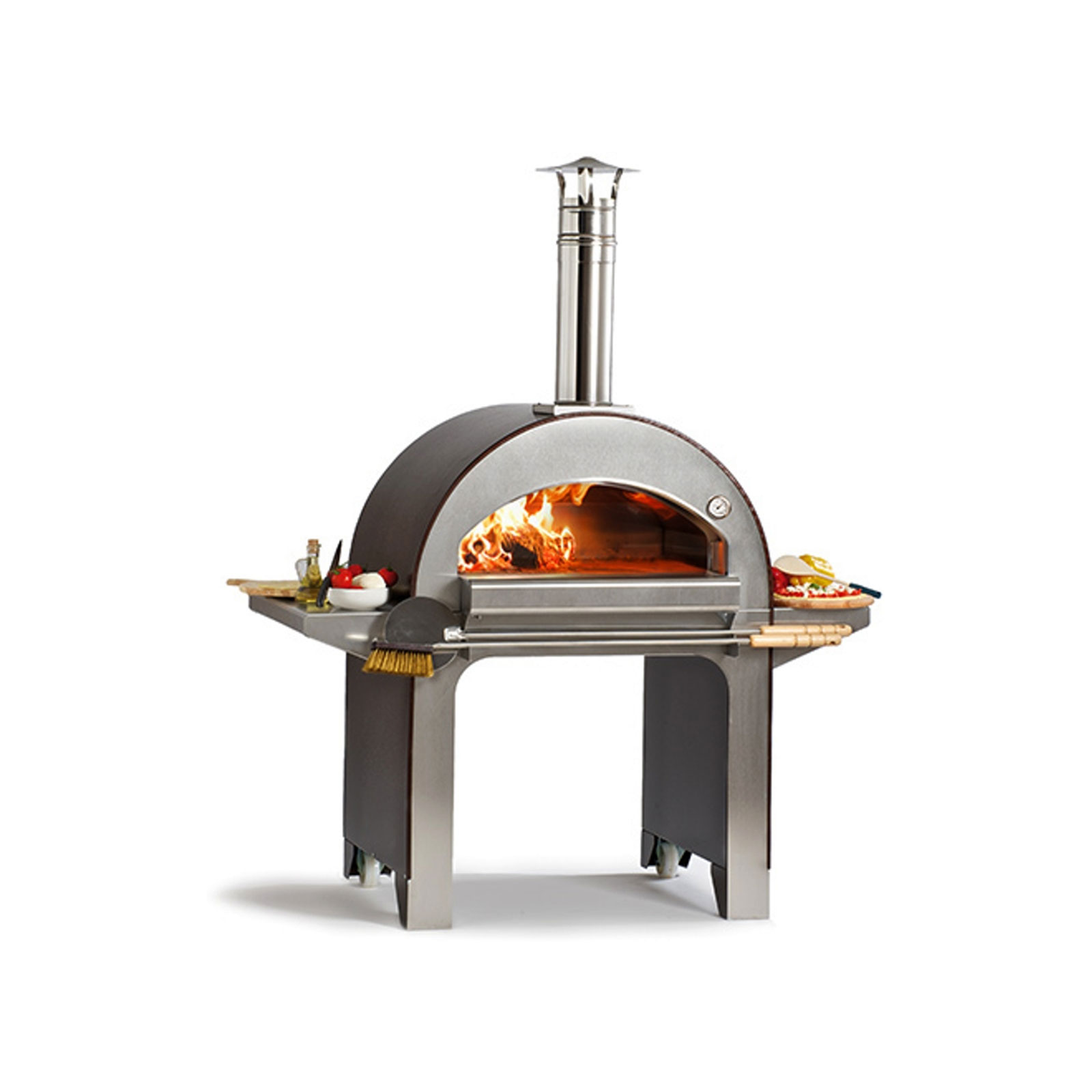 Alfa Wood Fired Pizza Oven - Forno 4 Pizze - Copper with Trolley Stand