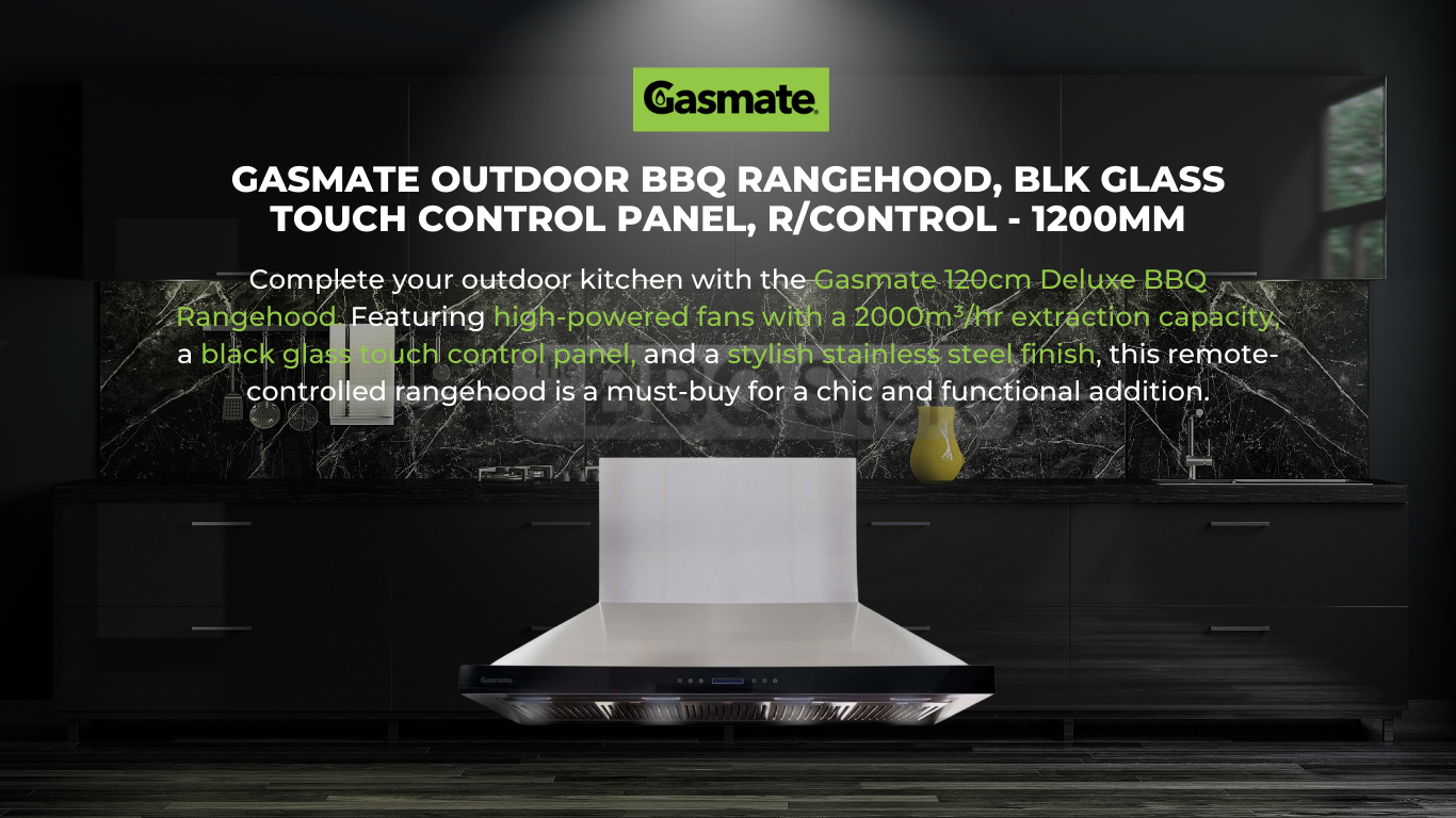 Gasmate Outdoor BBQ Rangehood, Blk Glass | The BBQ Store