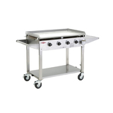 Clubman Stainless Steel 4 Burner BBQ & Trolley w/ Stainless Hotplate - BD16440