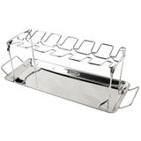 Man Law BBQ Chicken rack holds 12 wings - legs - thighs - stainless steel with tray- MAN-V10