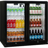 Scratch and dent Schmick Black Bar Fridge 2 Door With Heated Glass and Triple Glazing Model SK190-B