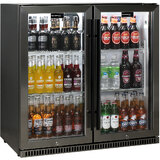 DISPLAY MODEL Schmick Black Stainless Steel Bar Fridge Tropical Rated 2 Door With Heated Glass and Triple Glazing Model (Last One Left)