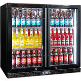 Schmick Twin Door Quiet Running  Black Triple Glazed Glass Door Bar Fridge Model SK246-B