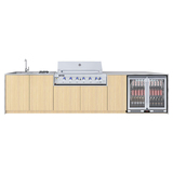 VIVA+ 3.8m long - with mixer tap, UM sink, 2D beverage cooler, 1200 BBQ + Wok burner + cabinetry + 20mm stone benchtop