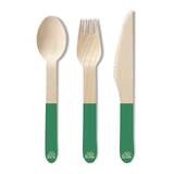 Eco SouLife Wooden Coloured Cutlery 24PC Set - Green