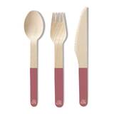 Eco SouLife Wooden Coloured Cutlery 24PC Set - Red