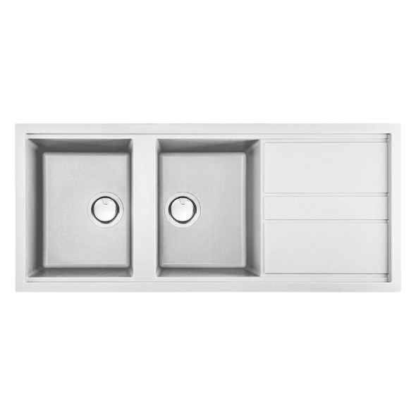 Artusi Granitek Series Double Bowl Sink with Drainer - AGS1162W