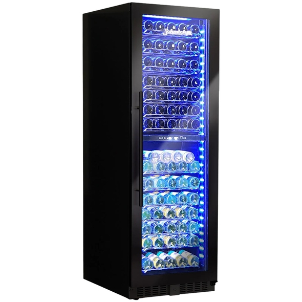 Schmick Black Upright Black Glass Door Dual Zone Wine Refrigerator - BD425D-B
