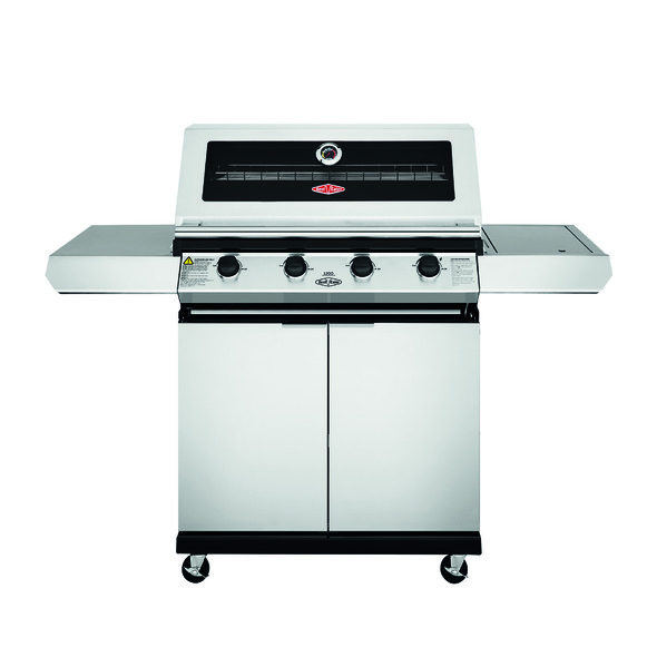  Beefeater 1200 Series Stainless Steel 4 Burner BBQ & Trolley with Side Burner, Cast Iron Burners & Grills - BMG1241SB
