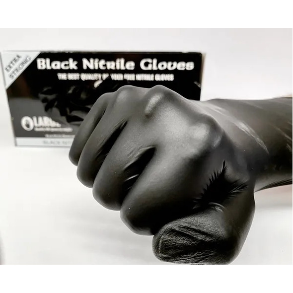 BLACK NITRILE GLOVES POWDER FREE BLACK NITRILE DISPOSABLE GLOVE BOX of 100(L) - BNG10-L