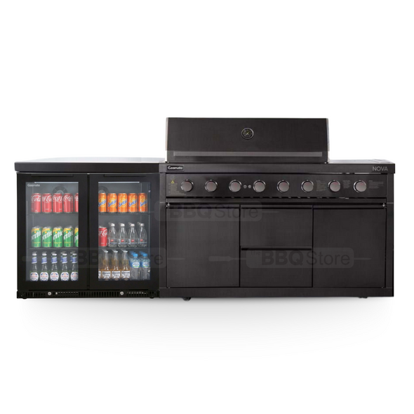 NG Gasmate Nova MK2 Graphite Outdoor Kitchen with Double Door Fridge - BQ29F-MK2NG-BUN