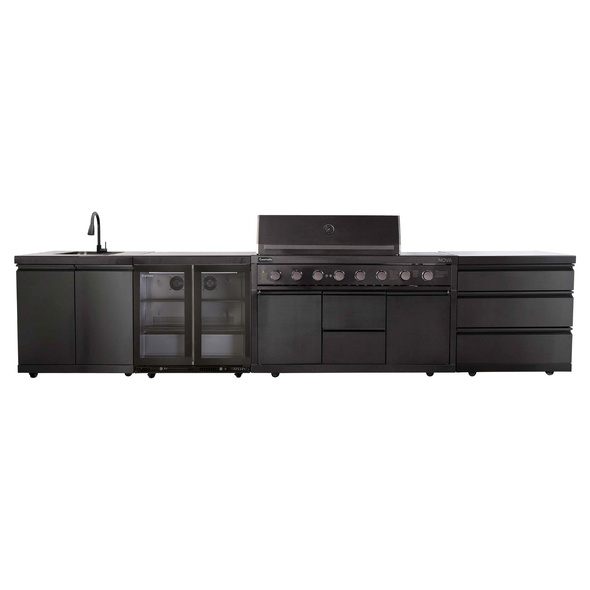 Gasmate Nova MK2 Graphite 6 Burner (LPG) BBQ Outdoor Kitchen - BQ29FB-BUNDLE