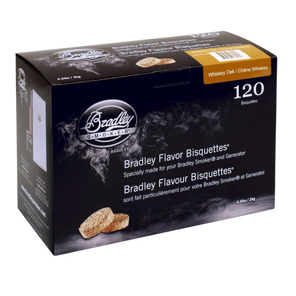 Bradley Whiskey Oak Bisquettes 120 Pack - BTWOSE120
