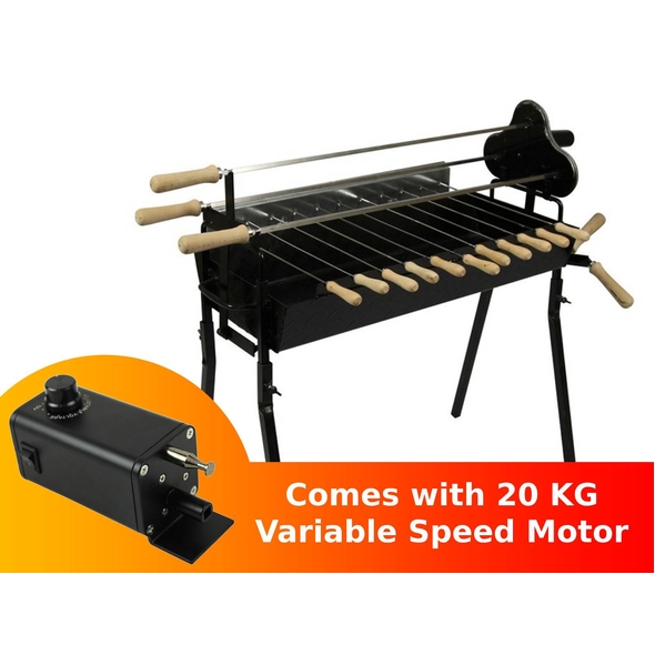 Cyprus Grill Deluxe Auto (Black) Souvla Package Deal with 20kg Variable Speed Motor - CG-0704B-BUNDLE
