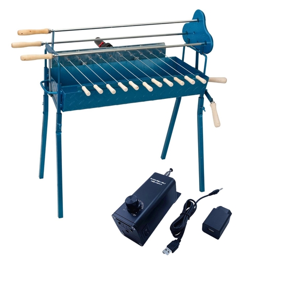 Cyprus Grill Deluxe Auto (Blue) Genuine Product (Made in Cyprus) With RECHARGABLE 20KG Variable Speed Motor - CG-0705C