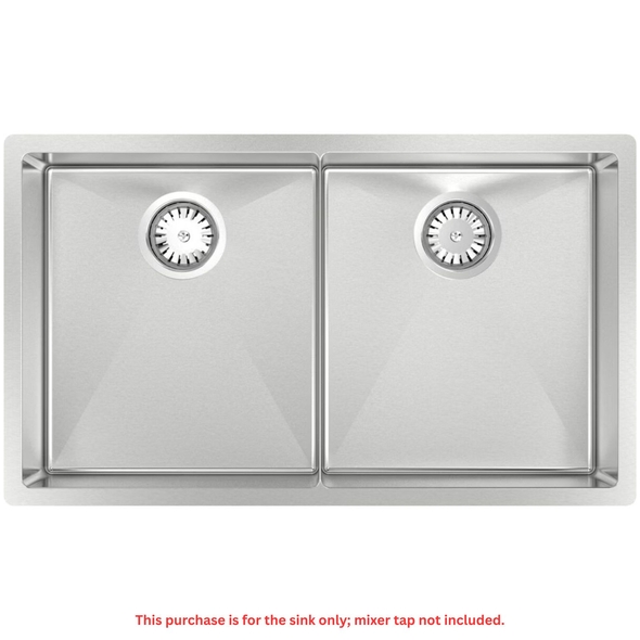 Abey Piazza Double Square Bowl Sink Stainless Steel - CR340D