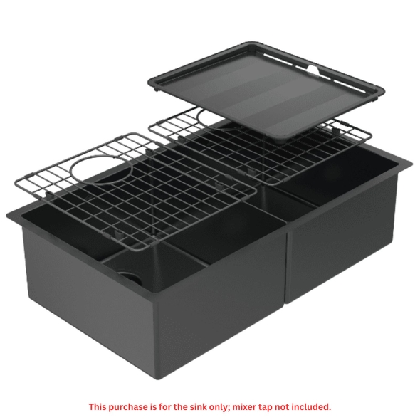 Abey Piazza Double Square Bowl Sink Black Pearl - CR340DB