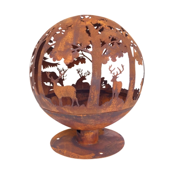 ESSCHERT DESIGN Fire Ball Pre-Rusted Laser Cut - Forest Scene - FF261