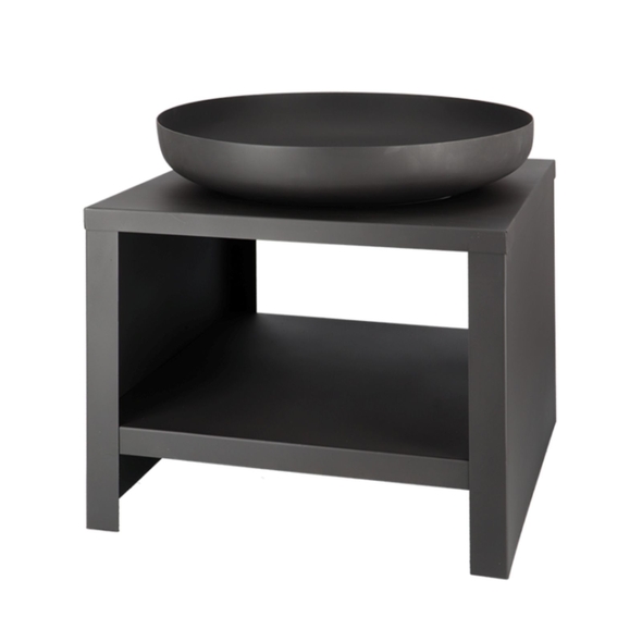 ESSCHERT DESIGN Black Fire Bowl With Wood Storage - 60cm - FF526