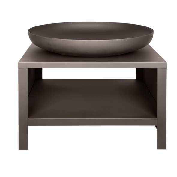 ESSCHERT DESIGN Black Fire Bowl With Wood Storage - 80cm - FF528