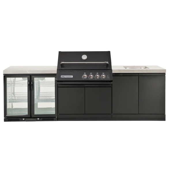 CROSSRAY Classic XPlor 4-Burner BBQ Outdoor Kitchen — Black - GD4BLKKG-06