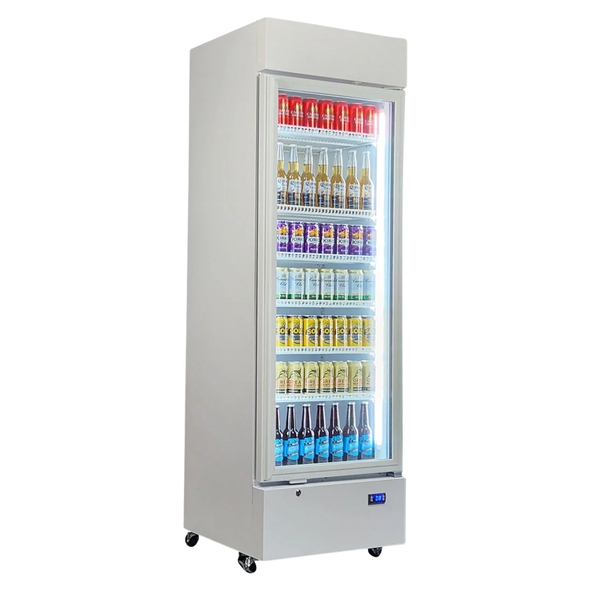 Upright Quiet Running Glass Door Bar Fridge Left Hinged - HUS-SC372LW