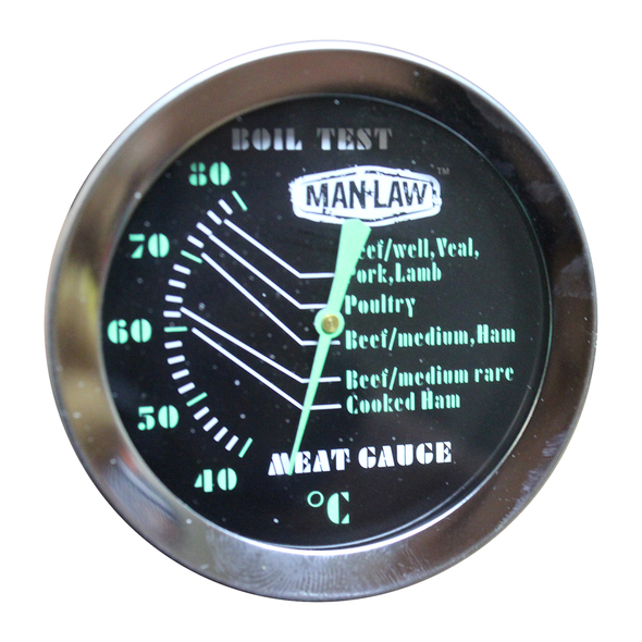 Man Law BBQ Meat Gauge Thermometer with Glow Dial - Range 40 to 80 Degrees Celsius - MAN-T720C