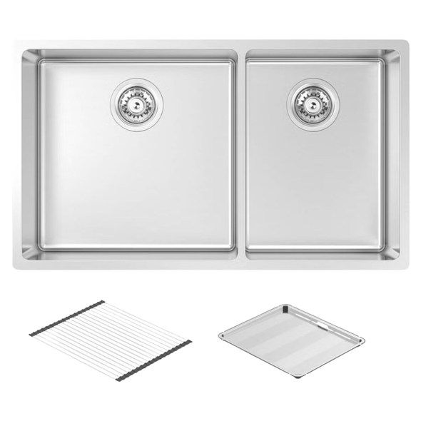 Montego Large Bowl & Three Quarter Bowl Sink with Concertina & Drain Tray - MOA420DA