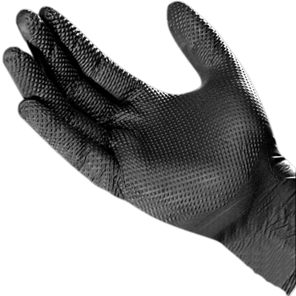 Outdoor Magic Diamond Textured Black Nitrile Glove - NITGLV-L