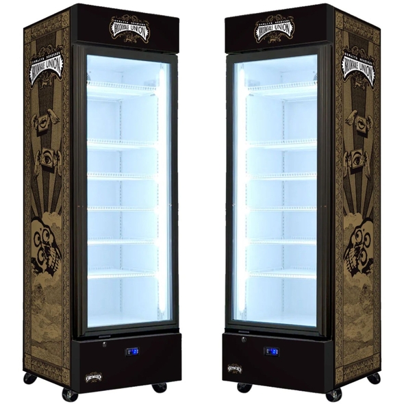 Brookvale Union Upright Quiet Running Black Glass Door Bar Fridge - SC372B-BVU