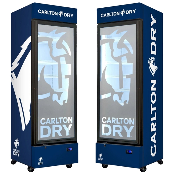 Carlton Dry Upright Quiet Running Black Glass Door Bar Fridge - SC372B-DRY