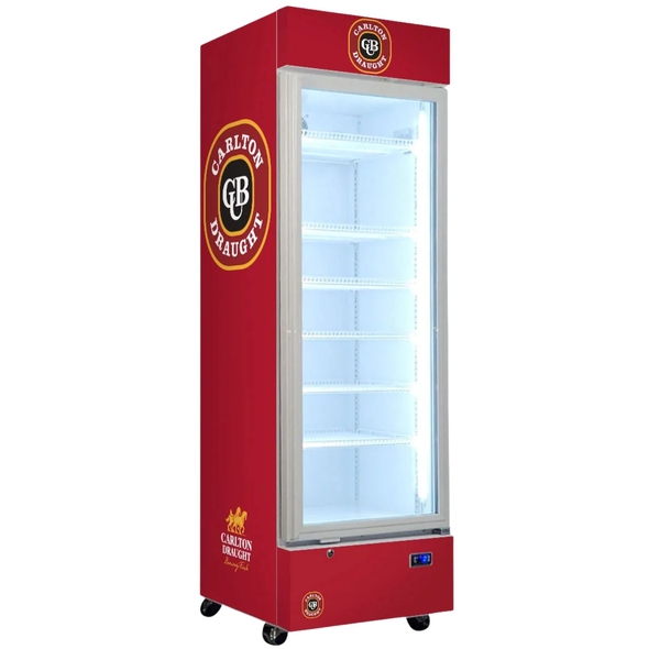 Carlton Draught - Upright Quiet Running Glass Door Bar Fridge - SC372W-CD