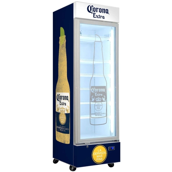 Corona Branded Design - Upright Quiet Running Glass Door Bar Fridge - SC372W-Corona