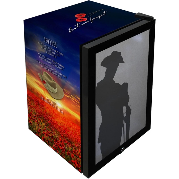 Lest We Forget Glass Door Bar Fridge With Cool Frosted Door Logo -  SC70-B-LWF2
