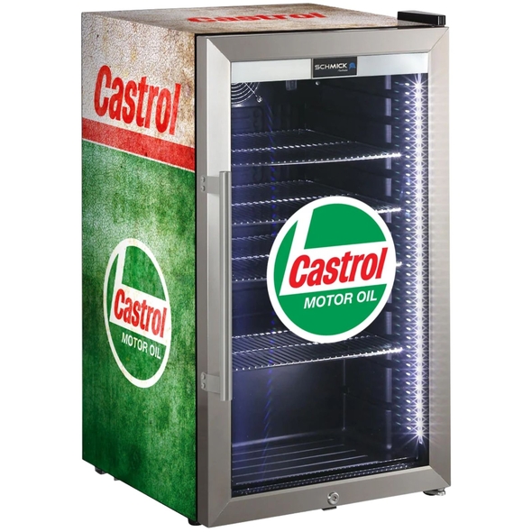 Castrol Schmick Vintage Fuel Pump Triple Glazed Alfresco Bar Fridge With LED Strip Lights -  SC88-FP-CASTROL  