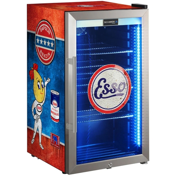 ESSO Schmick Vintage Fuel Pump Triple Glazed Alfresco Bar Fridge With LED Strip Lights - SC88-FP-ESSO  