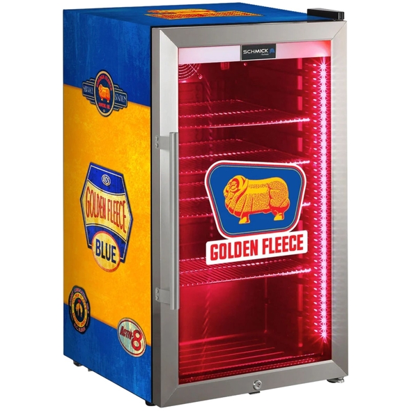 Golden Fleece Schmick Vintage Fuel Pump Triple Glazed Alfresco Bar Fridge With LED Strip Lights - SC88-FP-FLEECE  