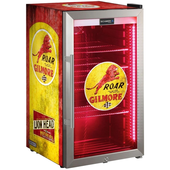 Gilmore Schmick Vintage Fuel Pump Triple Glazed Alfresco Bar Fridge With LED Strip Lights -  SC88-FP-GILMORE 